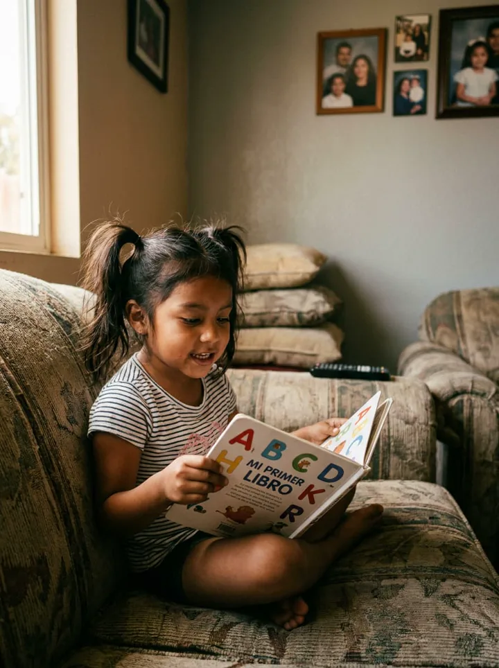 Child reading fluently at home