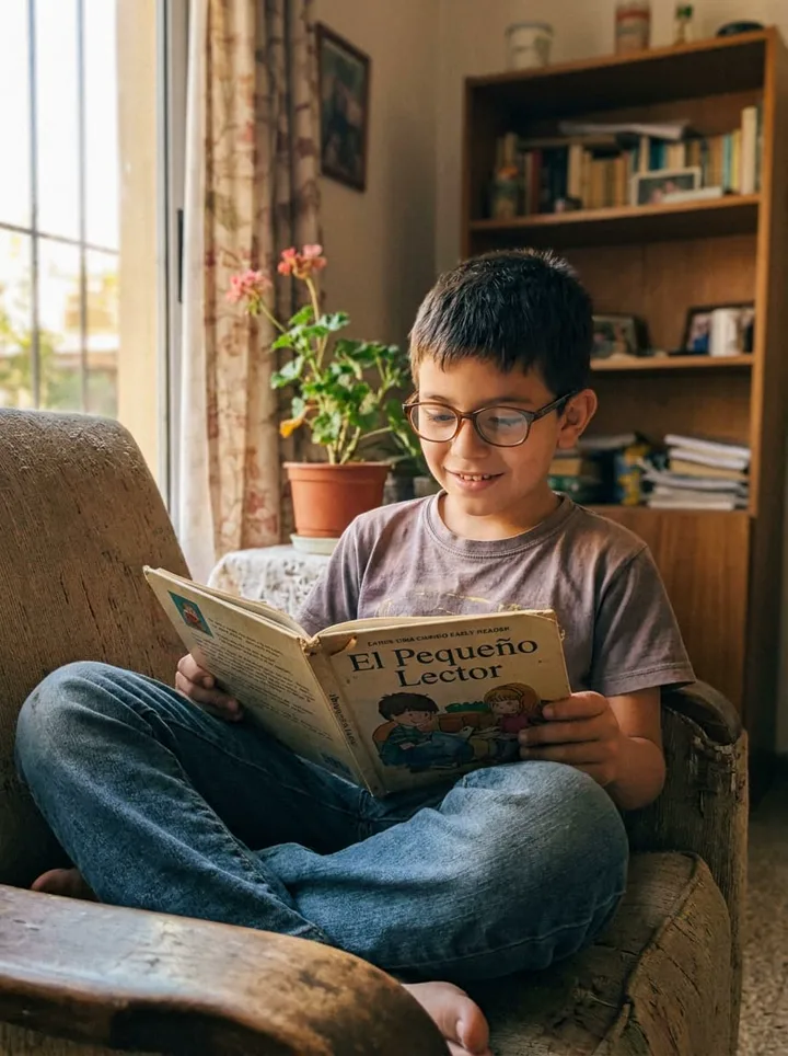 Child reading fluently at home